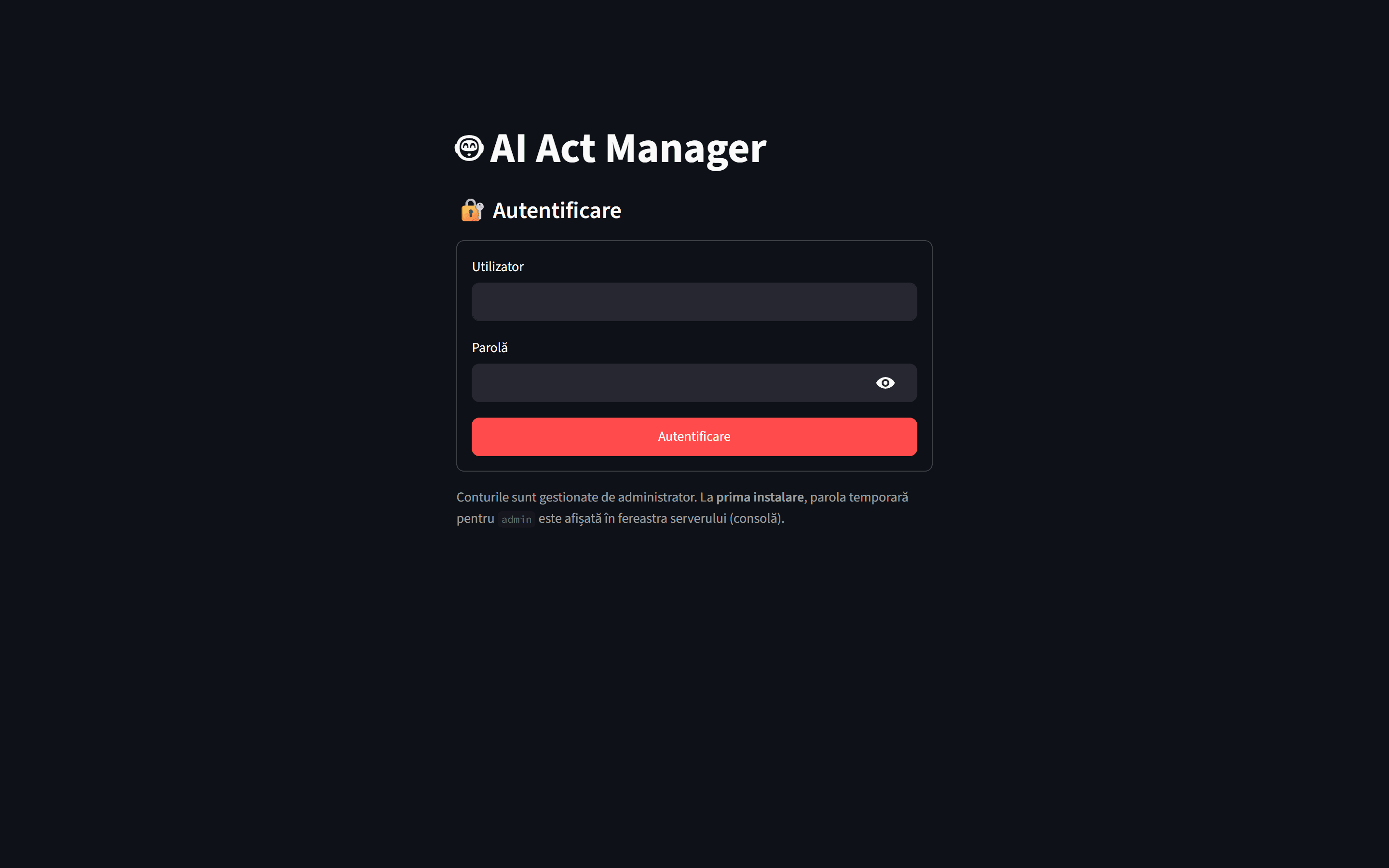AI Act Manager — Securitate si control acces